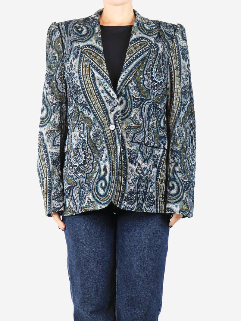 Blue corduroy paisley jacket - size UK 12 Coats & Jackets Maria De La Orden 