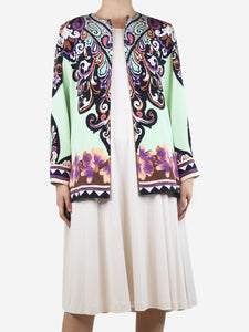 Etro Pale green silk printed jacket - size UK 12