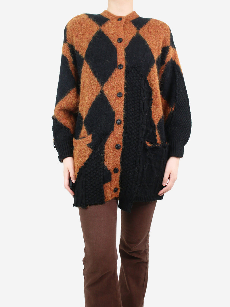 patchwork diamond print cardigan