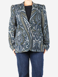 Maria De La Orden Blue corduroy paisley jacket - size UK 12
