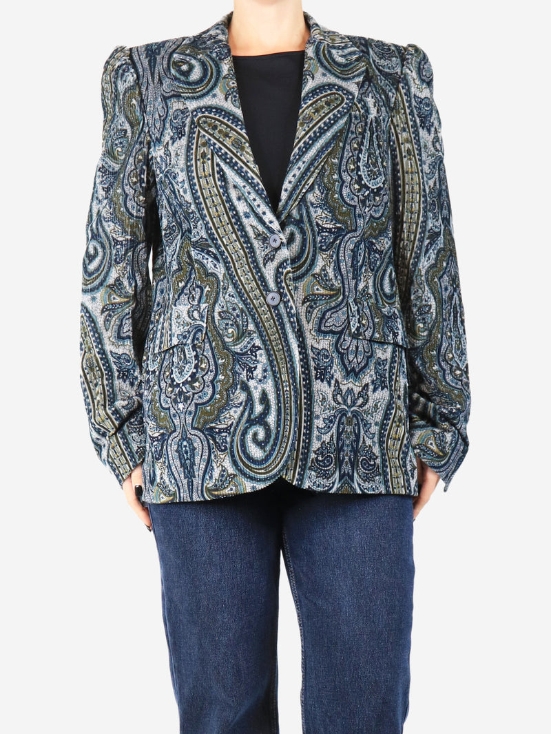 Blue corduroy paisley jacket - size UK 12 Coats & Jackets Maria De La Orden 