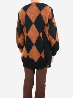 Brown patchwork diamond print cardigan - size S Knitwear Preen 