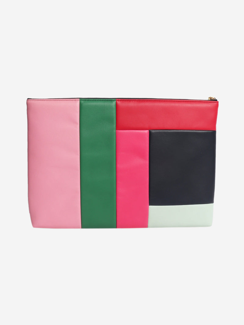 Multicolour 2015 colour-block leather laptop case Clutch bags Chanel 