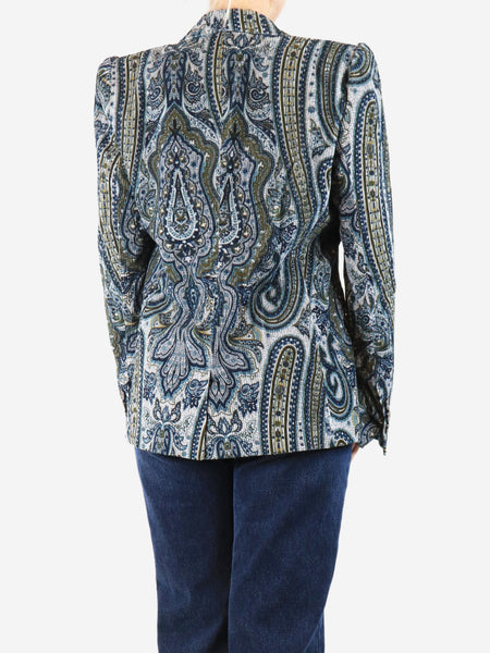 Blue corduroy paisley jacket - size UK 12 alternate image