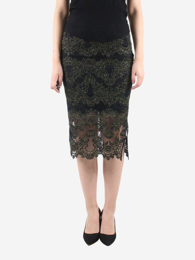 Black metallic detailed lace skirt - size UK 8 Skirts Sandro