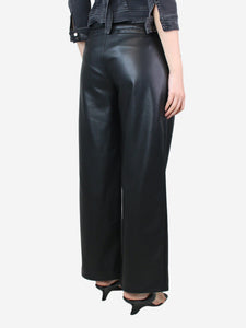 Mother Black pleated faux leather trousers - size UK 8