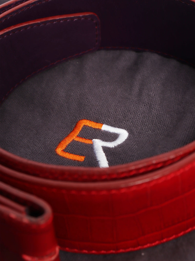 Red mock lizard belt strap Belts Elliot Rhodes 