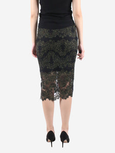 Sandro Black metallic detailed lace skirt - size UK 8