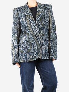 Maria De La Orden Blue corduroy paisley jacket - size UK 12