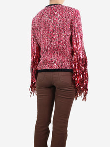 Gucci Gucci Pink sequin fringed wool tweed jacket - size UK 6