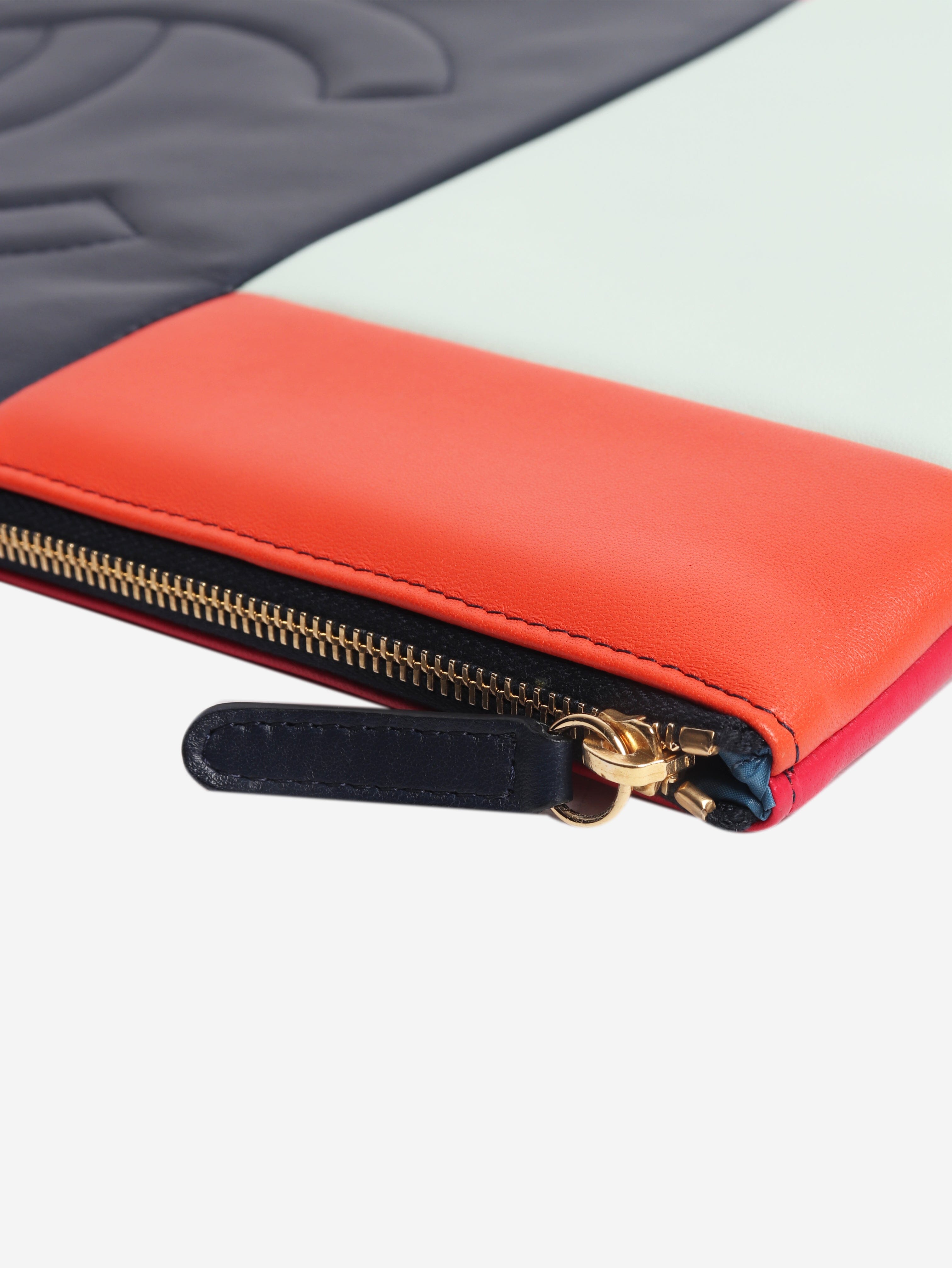 Multicolour 2015 colour-block leather laptop case Clutch bags Chanel 