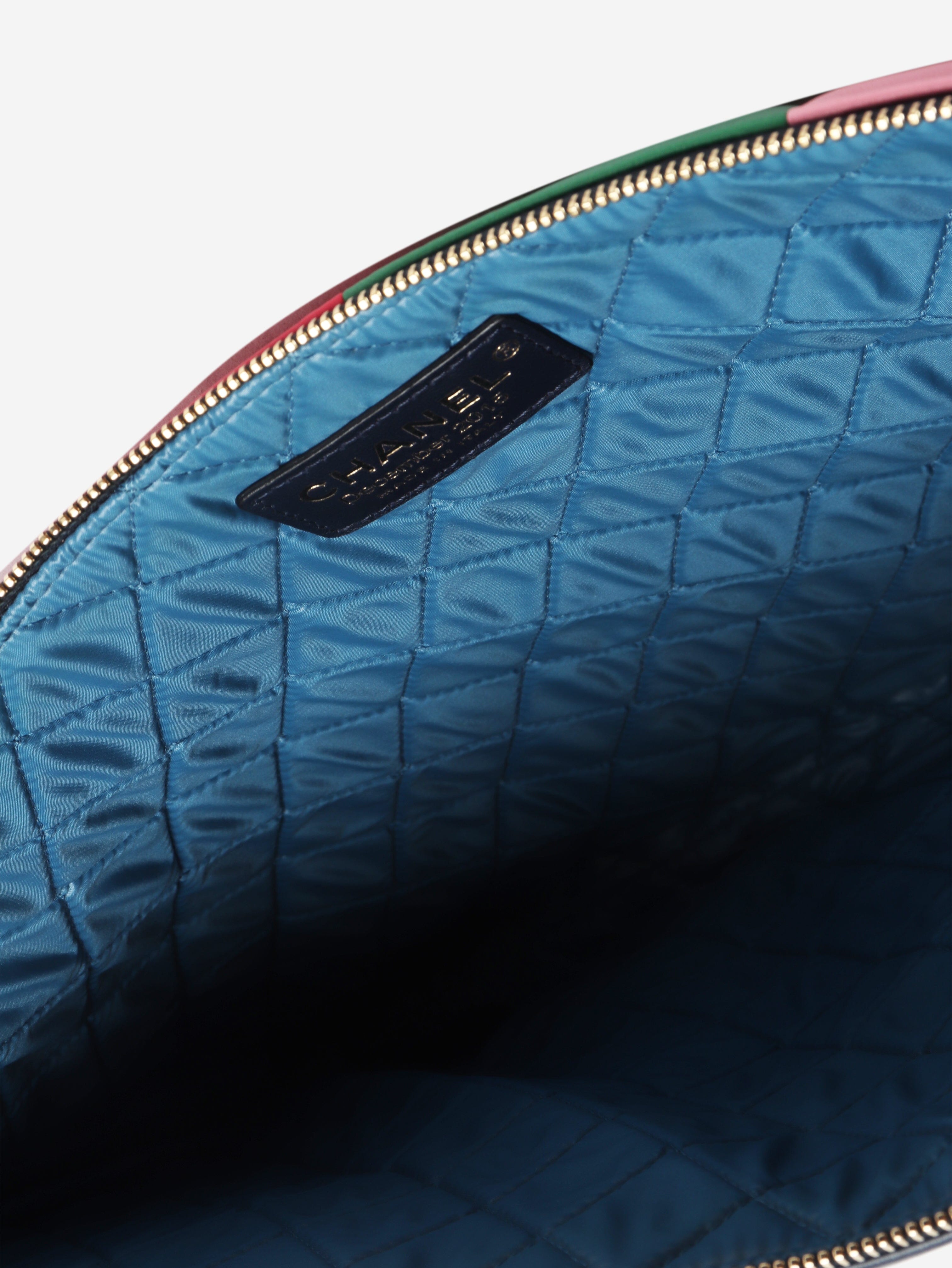 Multicolour 2015 colour-block leather laptop case Clutch bags Chanel 