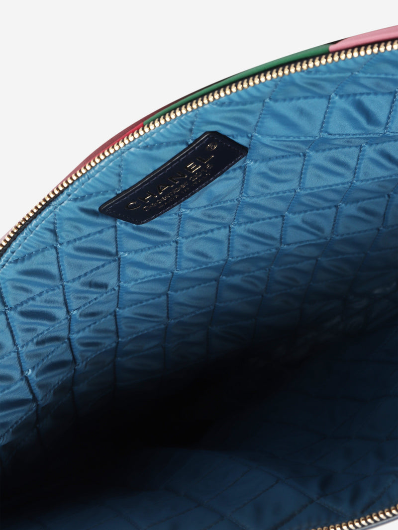 Multicolour 2015 colour-block leather laptop case Clutch bags Chanel 