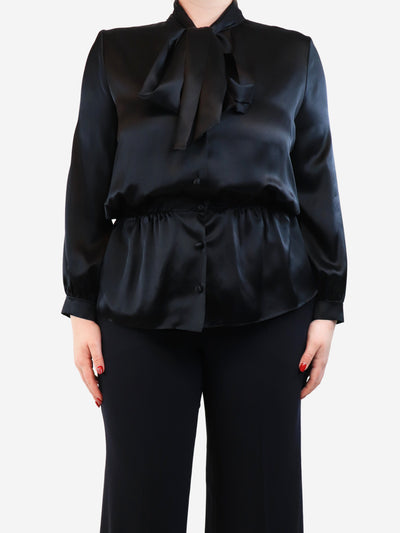 Black silk neck-tie blouse - size UK 12 Tops Balenciaga 