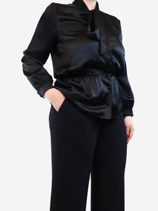 Balenciaga Black silk neck-tie blouse - size UK 12