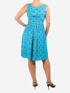 Prada Turquoise sleeveless floral printed dress - size UK 8