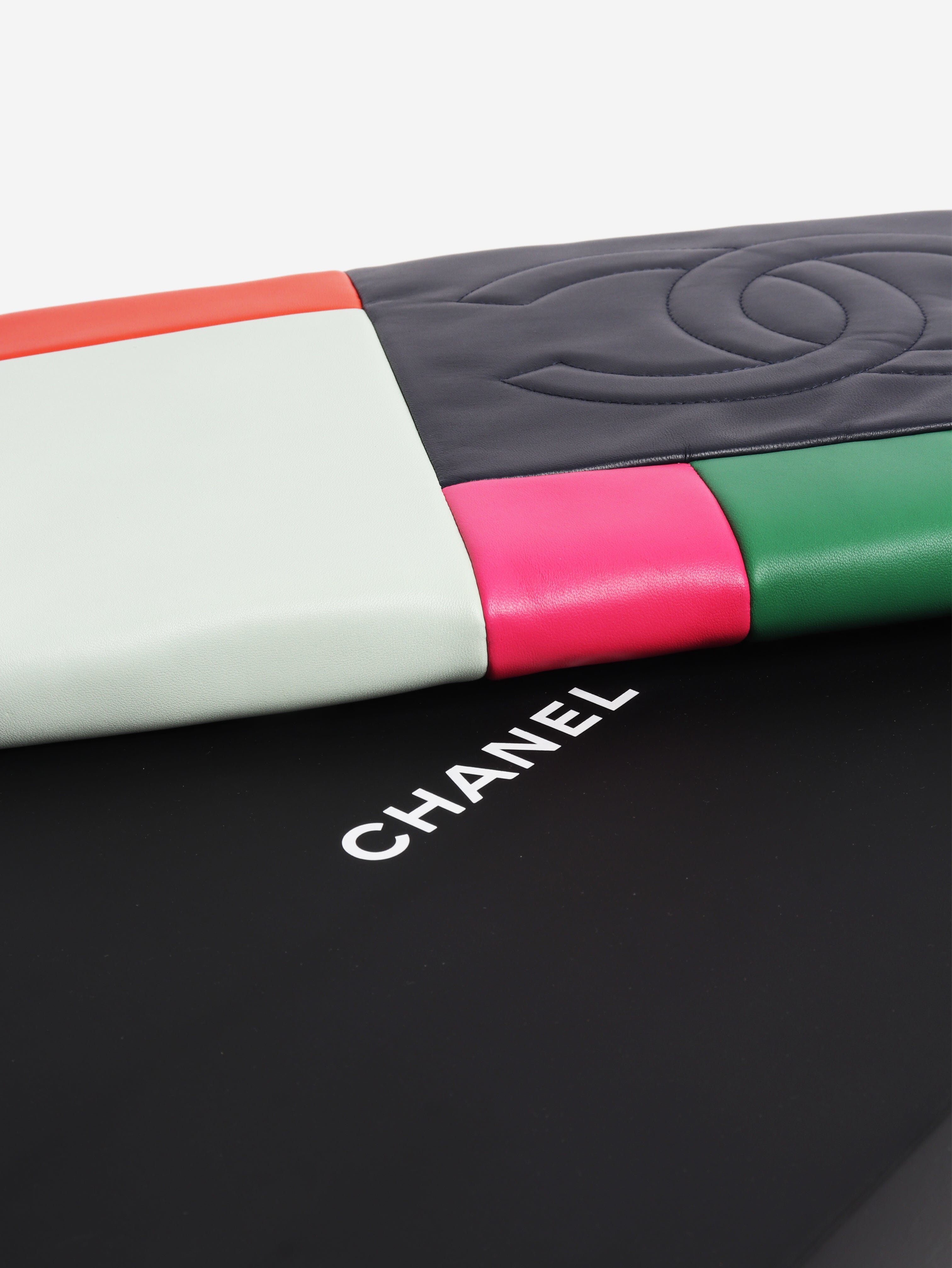 Multicolour 2015 colour-block leather laptop case Clutch bags Chanel 
