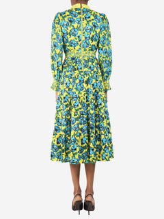 Yellow floral printed midi dress - size UK 6 Dresses Alice + Olivia 