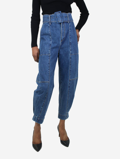 Blue high-rise cut belted panelled jeans - size S Trousers UOOYAA 