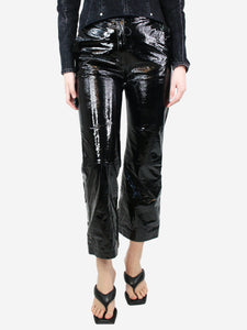 Off-White Black patent leather trousers - size UK 10