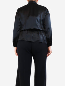 Balenciaga Black silk neck-tie blouse - size UK 12