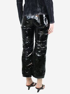 Off-White Black patent leather trousers - size UK 10