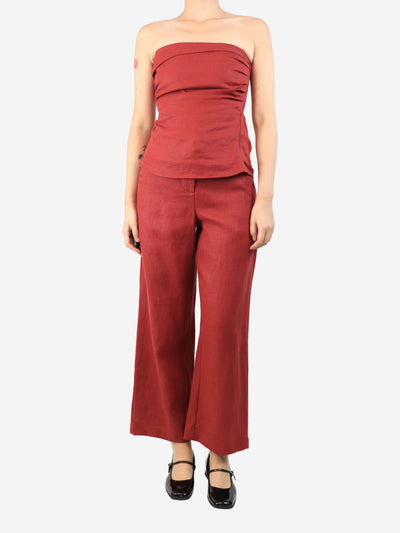 Red linen top and trouser set - size UK 10 Sets Faithfull The Brand 