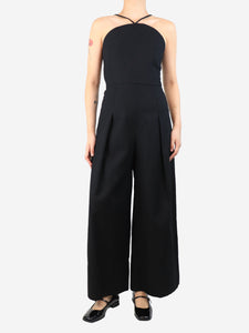 Samuel Dougal Black pleated wide-leg jumpsuit - size UK 8