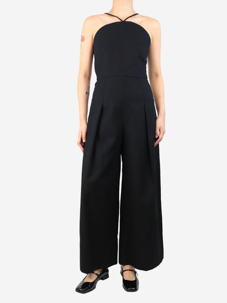 Black pleated wide-leg jumpsuit - size UK 8 product image