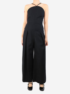 Samuel Dougal Black pleated wide-leg jumpsuit - size UK 8