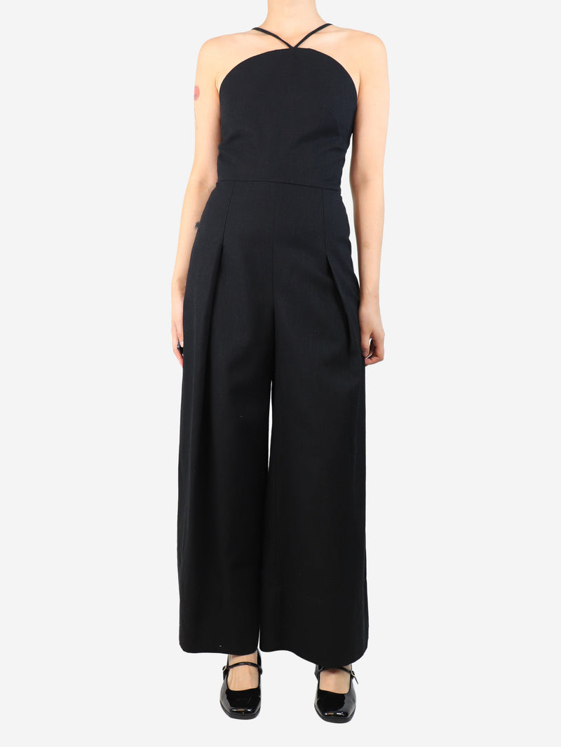 Black pleated wide-leg jumpsuit - size UK 8 Jumpsuits Samuel Dougal 