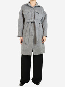 Jane & Tash Grey belted alpaca coat - size S