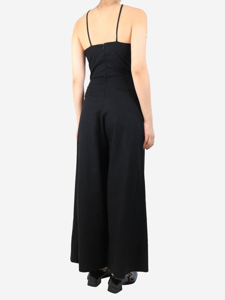 Black pleated wide-leg jumpsuit - size UK 8 alternate image