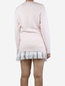 Brandon Maxwell Pink floral-gingham wool jumper - size L