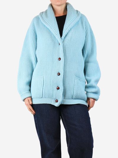 Blue ribbed shawl cardigan - size XXL Knitwear Crimson 