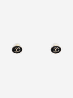 Black and gold CC oval stud earrings Earrings Chanel 