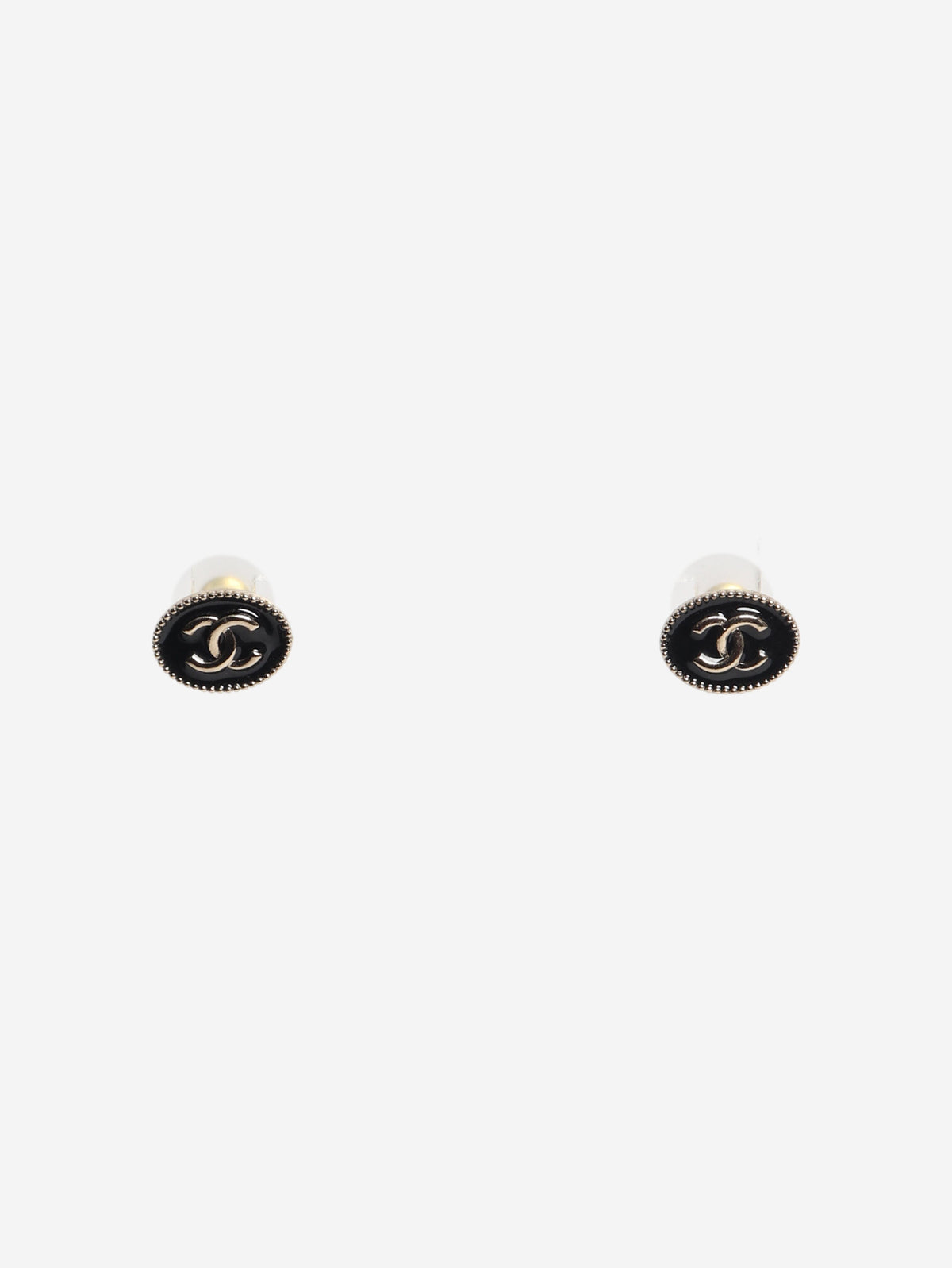 Black and gold CC oval stud earrings Earrings Chanel 