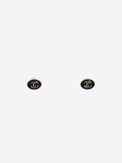 Black and gold CC oval stud earrings Earrings Chanel 