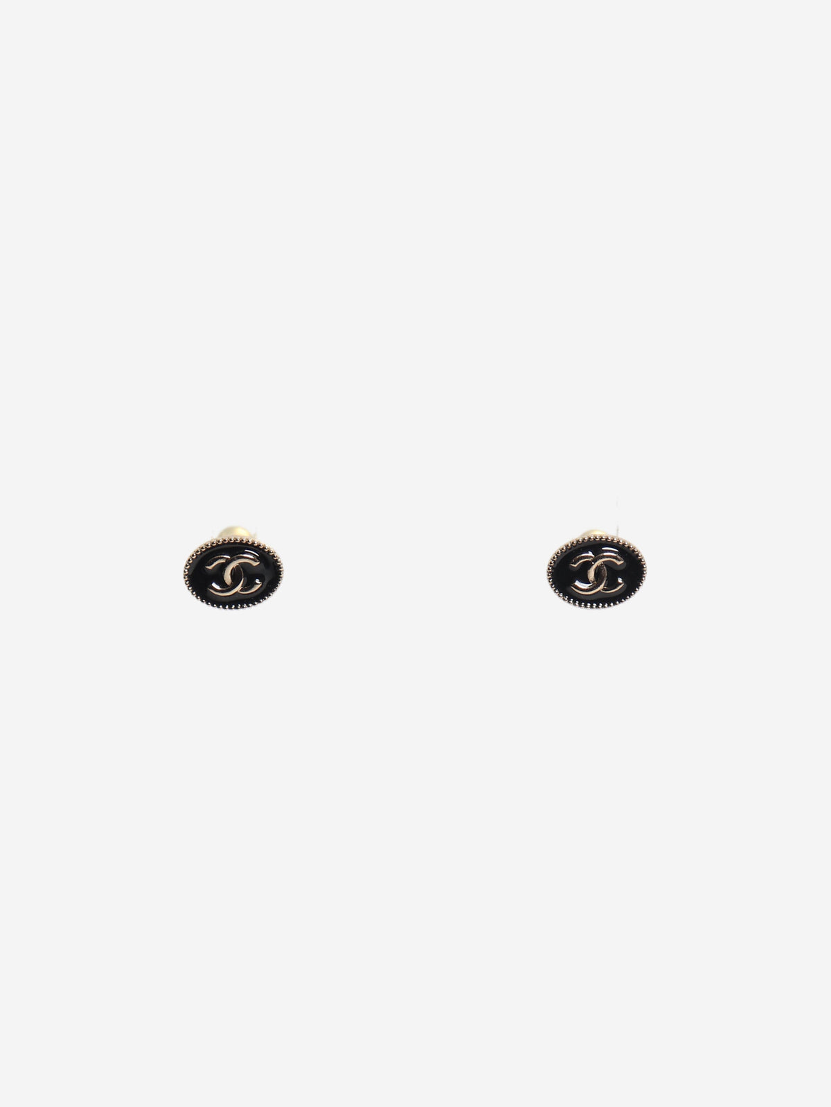 Black and gold CC oval stud earrings Earrings Chanel 