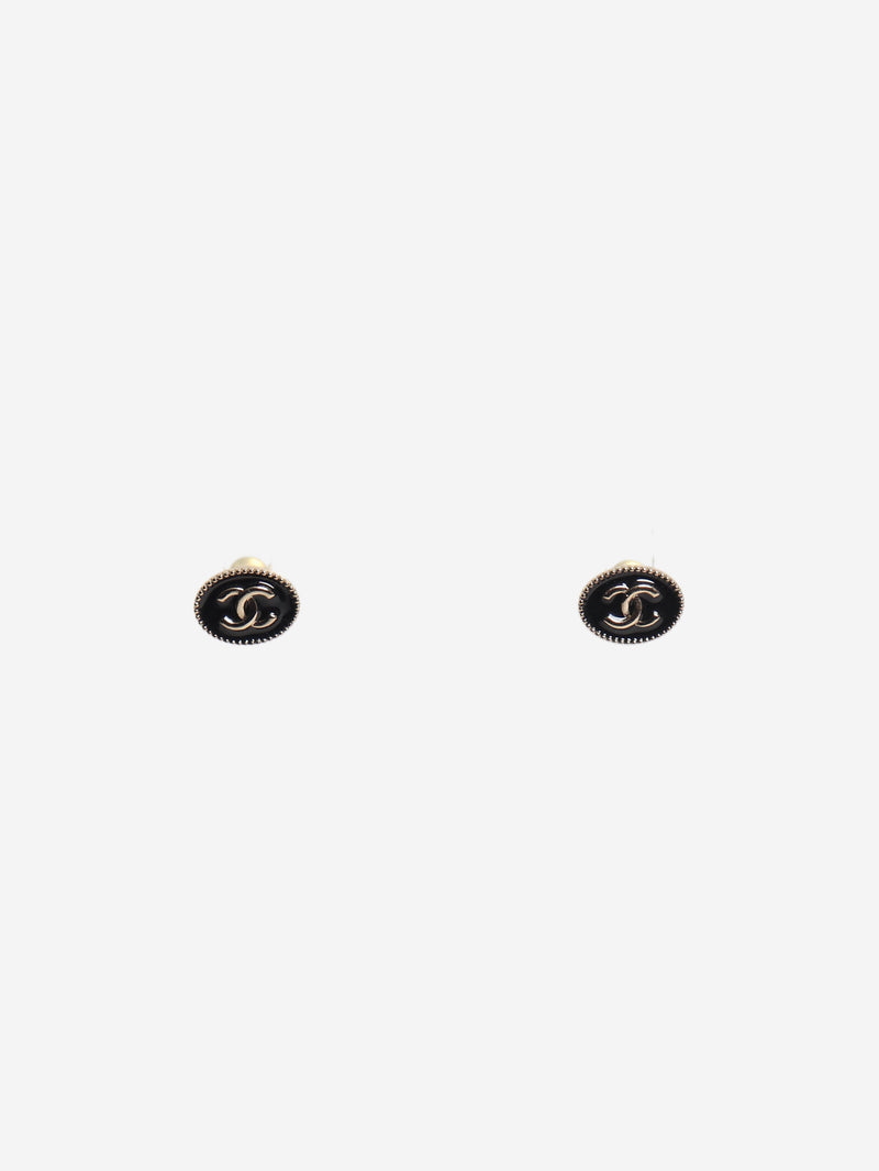 Black and gold CC oval stud earrings Earrings Chanel 