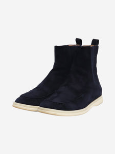 Loro Piana Navy suede Abbey walk boots - size EU 38