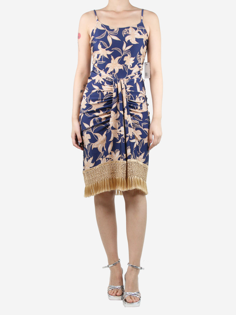 floral printed fringe mini dress