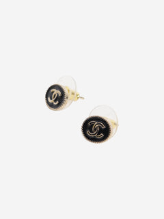 Black and gold CC oval stud earrings Earrings Chanel 