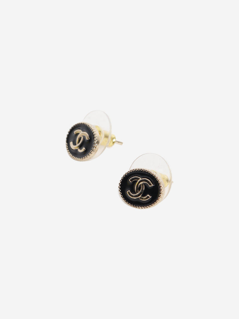 Black and gold CC oval stud earrings Earrings Chanel 