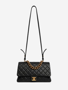 Black 2017 leather quilted flap shoulder bag Shoulder bags Chanel 