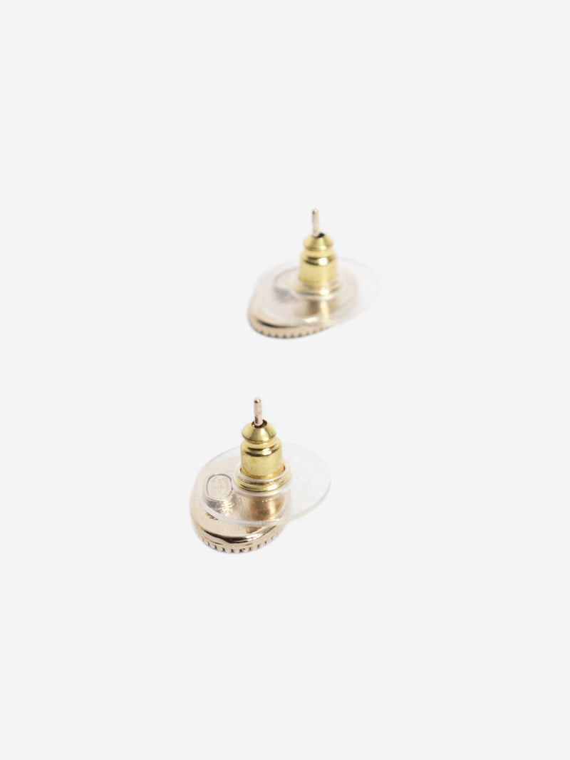 Black and gold CC oval stud earrings Earrings Chanel 