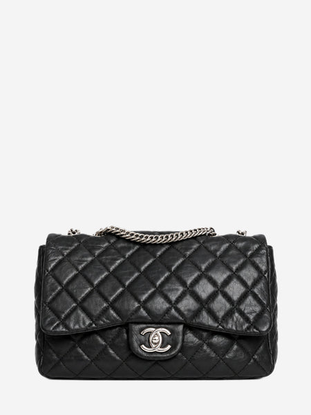 Black 2006 leather quilted single flap shoulder bag product image