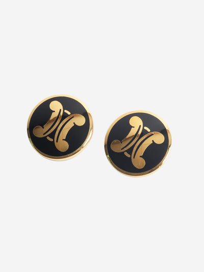 Black Triomphe enamel clip on earring Earrings Celine 