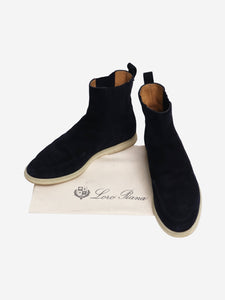 Loro Piana Navy suede Abbey walk boots - size EU 38