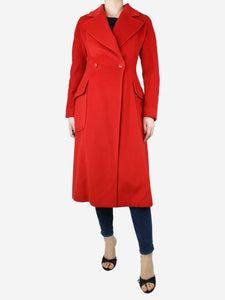 Hermes Red double-breasted cashmere coat - size UK 12